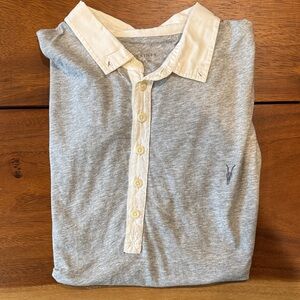 All Saints Light Gray Polo with White Collar